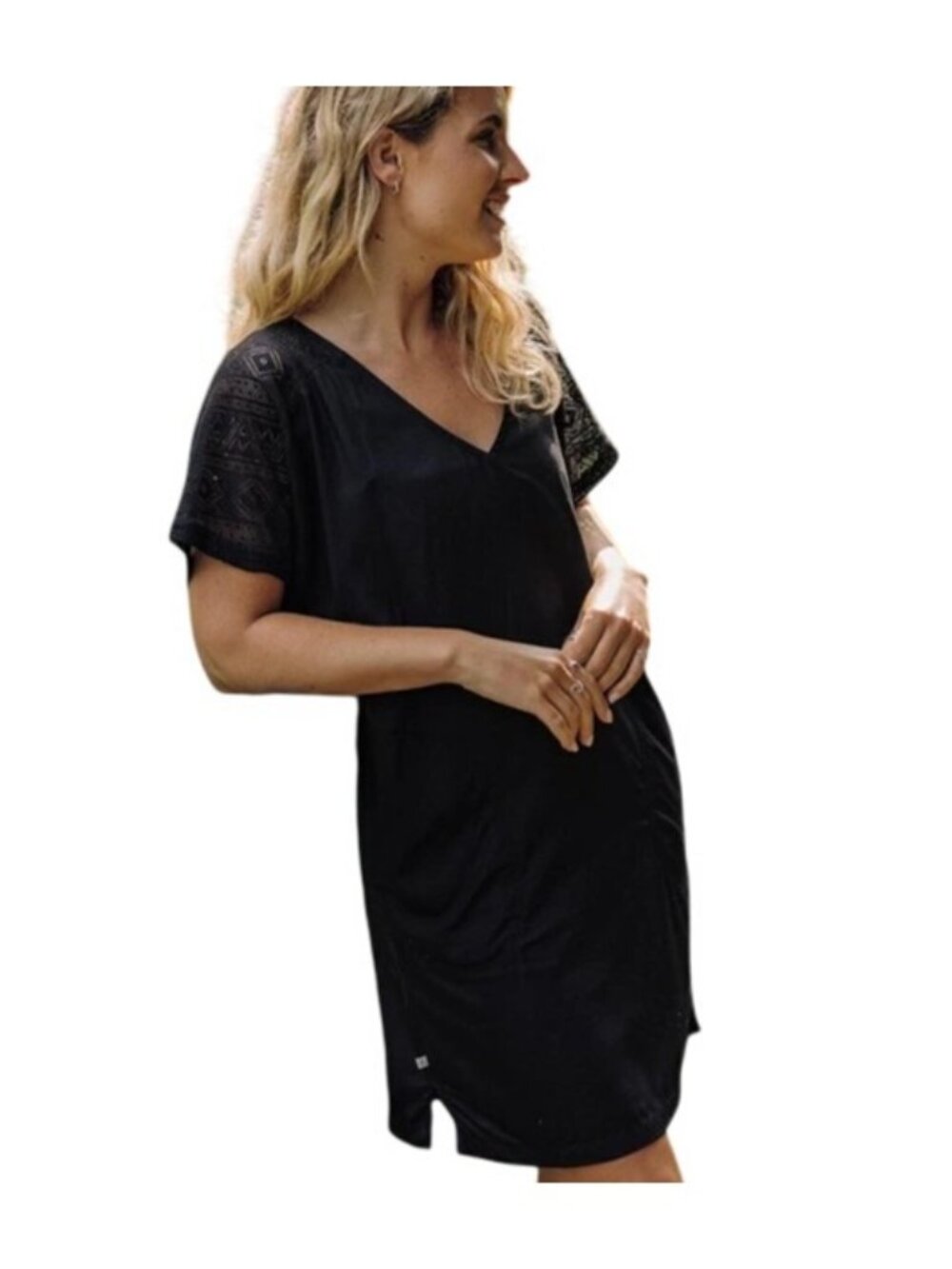 Passenger Ambrose Oversized Dress Large V-Neckline Short Sleeve Crochet Lace NEW